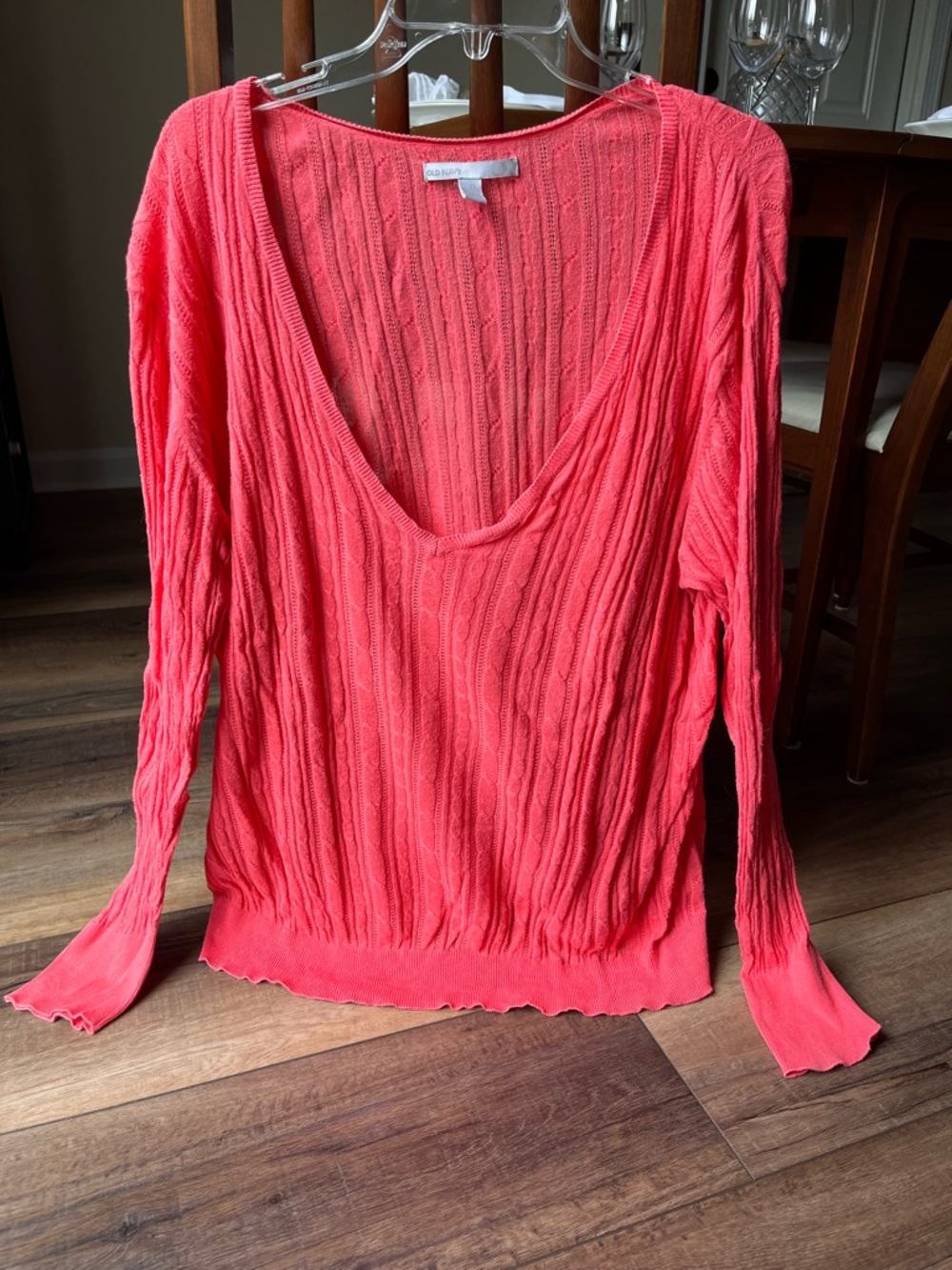 Old Navy Coral Lightweight V-neck 100% Cotton Sweater! Long sleeves!